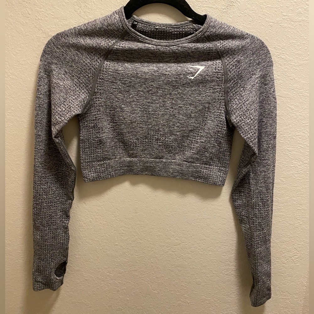 Gymshark Gray Vital Seamless Long Sleeve Crop Top Size Small